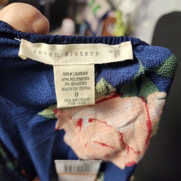 Seven Sisters Womens Printed One Shoulder Blouse, Blue NWT - Picture 5 of 5